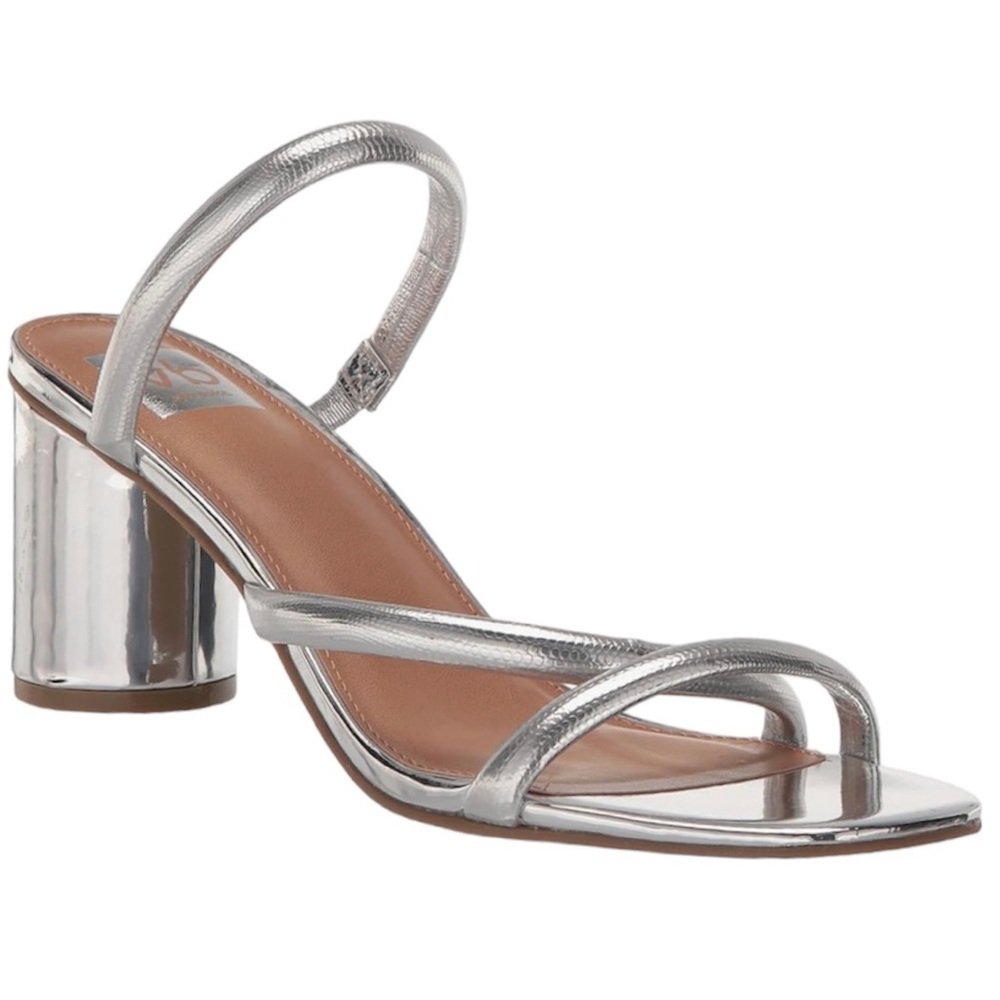DOLCE VITA strapy slip on block heel silver sandals women Size 5